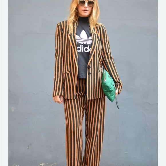 Patrica Pepe Jackets & Blazers - Striped Black and Orange Blazer